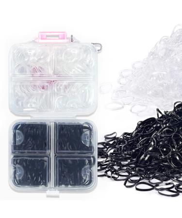 300Pcs Hair Ties Clear Elastic Hair Mini Hair Rubber Bands with Organizer Box Easy to Carry Baby Hair Ties for Thin or Thick Hair Hair Accessory by B1jounie YA (BLACK&CLEAR)