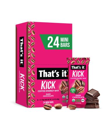 Thats it. Kick Coffee Energy Bar, 24 Mini Bars, Plant-Based, Vegan, USDA Organic, Natural Caffeine from Fair Trade Coffee (95mg), Energy on the Go, Keto Friendly Keto Bars (24 Pack Dark Chocolate) Dark Chocolate 24 Count (Pack of 1)