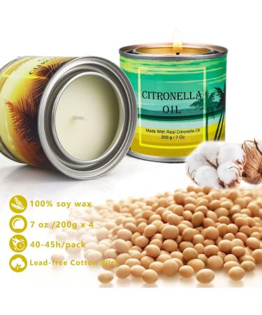 4 Pack 7oz Citronella Candles - Long-Lasting Clean Burning Soy Wax - Outdoor Patio, Porch, Garden, Party & Camping - Buy Online on GoSupps.com