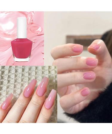 Pink Nail Polish Translucent Nude Pink Nail Varnish Quick Dry Long Lasting Clear No Need Cure Natural Nail Polish for DIY Nail Art Manicure Gift for Women & Girls - Buy Online on GoSupps.com