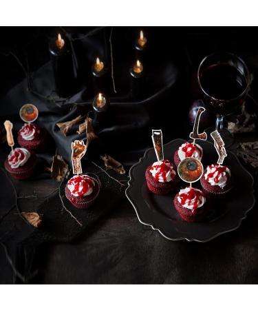 Gyufise 36Pcs Horror Halloween Cupcake Toppers Bloody Eyes Hand Vampire Zombie Party Knife Cake Topper Decorations for Halloween Horror Movie Theme Birthday Baby Shower Supplies - Buy Online on GoSupps.com