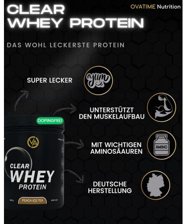 Ovatime Nutrition Clear Whey Protein - High-Quality Ultra-Pure Iced Tea Flavor | 400g Iceae Peach for Maximum Performance - Buy Online on GoSupps.com