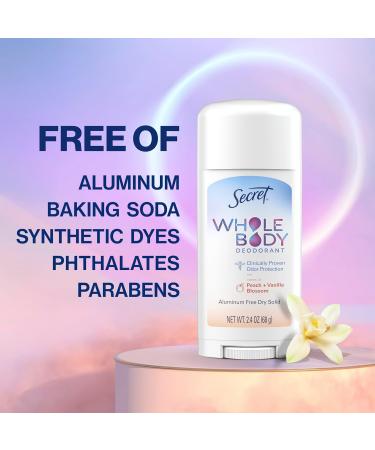 Secret Whole Body Deodorant Stick for Women Peach & Vanilla Scent Aluminum Free Deodorant Stick 72 HR Odor Protection 2.4 oz Peach & Vanilla Blossom 2.4 Ounce (Pack of 1) - Buy Online on GoSupps.com