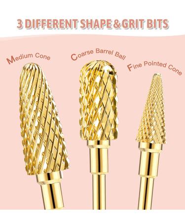 YaFex 7 Pcs Carbide Nail Drill Bits Set - Professional Tungsten for Acrylic & Gel Nail Removal - Gold - Buy Online on GoSupps.com