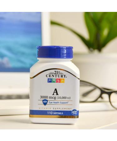 Buy 21st Century Vitamin A 3000 mcg (10,000 IU) - 110 Softgels for Vision & Immunity - Buy Online on GoSupps.com