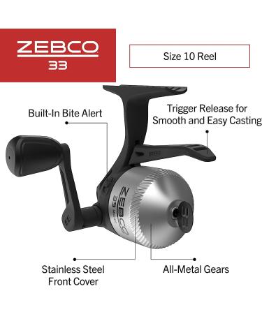 Zebco 33 Spincast Fishing Reel | Smooth Drag & Bite Alert | All-Metal Gears | Lightweight Graphite Frame | 33 Micro Triggerspin | Silver/Black - Buy Online on GoSupps.com