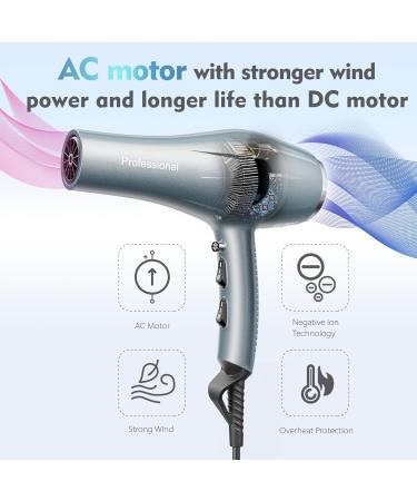 FaszinCare Professional Hair Dryer with Ion Diffuser and Comb - 2 Speeds, 3 Heat Settings (Blue) - Buy Online on GoSupps.com