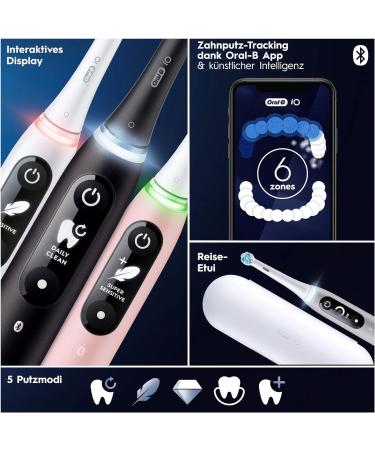 Oral-B io Series 6 Sensitive Edition Electric Toothbrush - 2 Brush Heads 5 Cleaning Modes Stylish Brown & Pink Sand Design - International Shipping Available - Buy Online on GoSupps.com