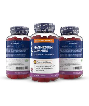 Magnesium Citrate Gummy 150mg Elemental Magnesium Supports Bones and Teeth Reduces Tiredness and Fatigue 60 Vegan Gummies Passionfruit Flavour UK Supplier Citrate Gummy - 60 Pack - Buy Online on GoSupps.com