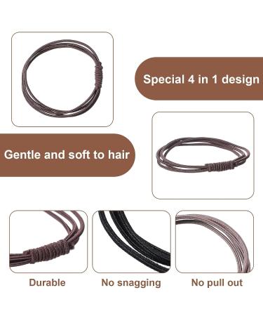 36 Pcs Bracelet Hair Ties for Women - Seamless Hair Elastics - Knotted Ponytail Holder - 4 in 1 Design - Black Gray Brown - Buy Online on GoSupps.com