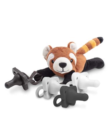 Dr. Brown's Baby Lovey Pacifier Holder & Teether Clip Soft Plush Stuffed Animal Red Panda Pacifier Tether with Four-Piece HappyPaci Pacifier 100% Silicone 0-6m
