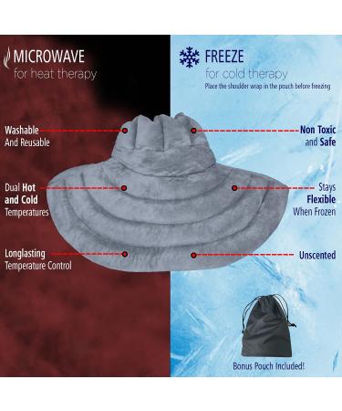 Weighted Neck & Shoulder Wrap - Hot & Cold Compress for Pain Relief | Microwavable Therapy Pad for Tension, Stress, Injuries & Swelling - Grey - Buy Online on GoSupps.com