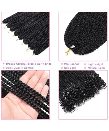 8 Packs 30 Inch Crochet Box Braids Hair with Curly Ends - Pre Looped Extensions in 1B for Goddess Box Braids - Buy Online on GoSupps.com