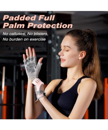 Glofit Lightweight Fingerless Workout Gloves for Women Men - Breathable Gym Gloves for Weight Lifting, Training, Cycling - Light Pink, Small - Buy Online on GoSupps.com