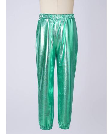 MSemis Metallic Harem Dance Pants for Kids | Modern Hip Hop Street Dancewear | Slim Fit in Blue Green | Size 10 - Buy Online on GoSupps.com