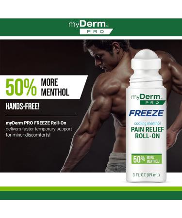 Myderm PRO Freeze Roll-On 3 fl oz - Extra Strength 6% Menthol - Hands-Free Topical Support - Made in USA - Buy Online on GoSupps.com