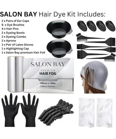 SALON BAY Hair Coloring Dyeing Kit - 22 Pieces | Premium Hair Foil & Tinting Tools for DIY & Professional Use - Buy Online on GoSupps.com