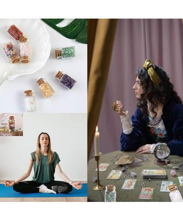 6pc Healing Crystals Gemstone Bottles Set in Wooden Box - Witchcraft Supplies for Reiki, Meditation, and Chakra Balancing - Buy Online on GoSupps.com
