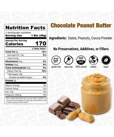 RBar Whole Food Real Chocolate Peanut Butter Energy Bar - 10 Pack Vegan Protein Snack, Dairy & Gluten-Free - Buy Online on GoSupps.com