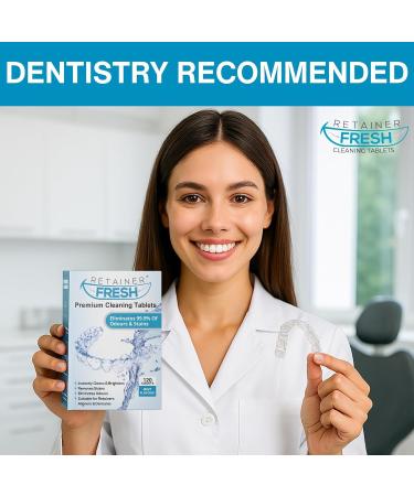 Retainer Cleaning Tablets - 120 Count for 4 Months Supply - Stain-Free & Fresh Brite - Cleaner for Retainer, Mouth Guard, Dentures, Aligners - Buy Online on GoSupps.com