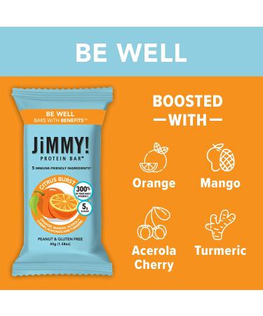 JiMMY! Citrus Blast Protein Bars - 12 Count | Immune Support with Vitamin C, Turmeric & Acerola Cherry - Buy Online on GoSupps.com