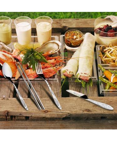 SENHAI 8-Piece Flatware Sets - Stainless Steel Tableware with Carrying Case for Travel, Camping, Picnic - Knife, Fork, Spoon, Chopsticks (Green Pink) - Buy Online on GoSupps.com