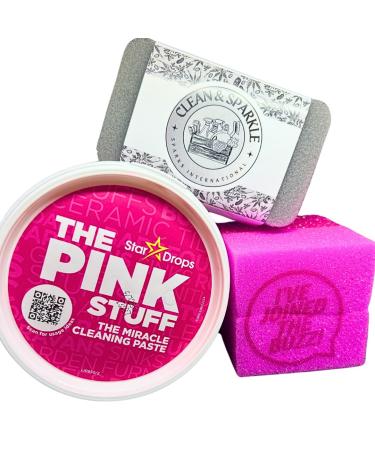 Clean & Sparkle Pink Bundle: Pink Stuff Paste Buzz Dish Block & Modern Grey Sponge - Say Goodbye to Grime! - Buy Online on GoSupps.com