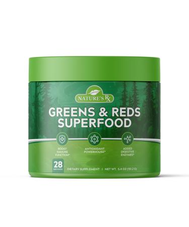Nature's RX | #1 RATED Greens & Reds Superfood | Strengthen Immune System Reduce Bloating | 17 Powerful Ingredients | 100% Naturally Sourced & 3rd Party Tested Ingredients - 28 Servings