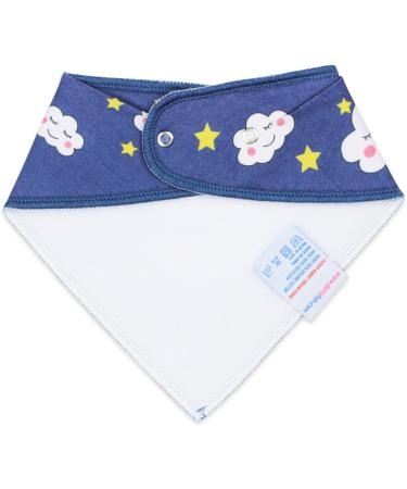 Dotty Fish Organic Cotton Baby Bandana Bibs | Super Absorbent Teething Bibs for Boys Girls | Clouds Design | One Size | Unisex - Buy Online on GoSupps.com