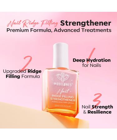 Modelones 8-in-1 Nail Hardener & Strengthener - Extra Strong Nail Care for Brittle Nails Repair Growth & Amplification - 15ml Pink Base Coat - Buy Online on GoSupps.com