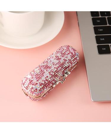 AsAlways Shiny Rhinestone Crystal Portable Lipstick Case with Mirror - Pink - Buy Online on GoSupps.com