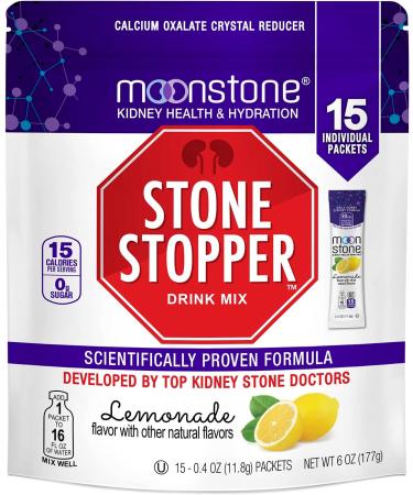 Moonstone Nutrition Kidney Cleanse & Kidney Support Drink Mix, Keto Electrolyte Hydration Powder, Stone Prevention, Chanca Piedra Alternative, Magnesium, Potassium, 15 Pack, Lemonade 6 Ounce (Pack of 1)