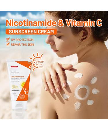 Buy Vitamin C Sunscreen SPF 50 - Moisturizing Face & Body Lotion with Niacinamide | Water & Sweat Resistant Protection - Buy Online on GoSupps.com