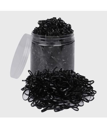 Mini elastic hair tie 2000 pieces of soft black rubber bands with plastic box for baby girls wedding hairstyle small dreadlocks and more