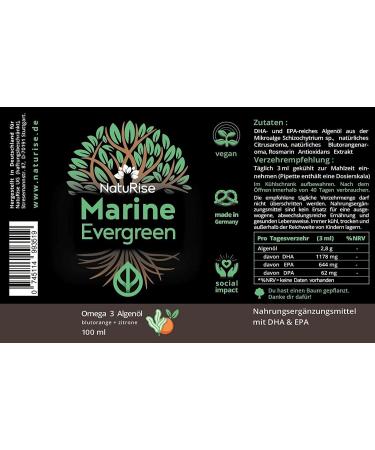 Naturise Omega 3 Vegan Algae Oil - 1884mg DHA EPA & DPA - High Dose - 100ml - Lab Tested - Triglyceride Shape - Dosing Pipette - UV Glass - Blood Orange & Lemon Flavor - Buy Online on GoSupps.com