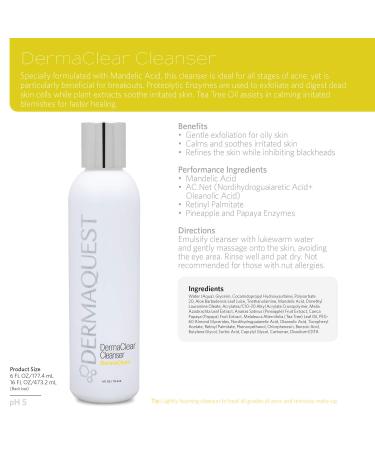 DermaQuest DermaClear Cleanser - Best Acne Face Wash & Exfoliator with Mandelic Acid & Tea Tree Oil (6 oz) | International Shipping - Buy Online on GoSupps.com