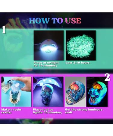 Let's Resin Glow in The Dark Green Glitter 100g - High Luminous for Resin, Makeup, Nail, Skin - Chunky Glitter for Epoxy, UV Resin - DIY Crafts, Slime, Tumblers, Halloween Decor - Buy Online on GoSupps.com