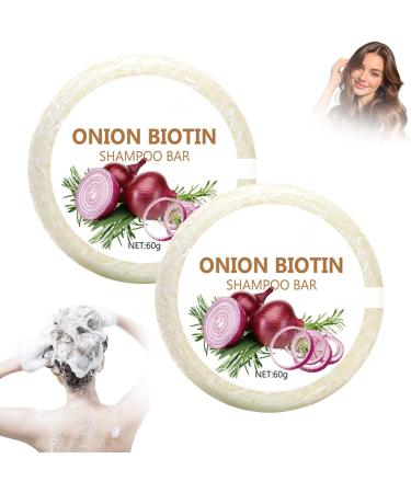 2 pieces Onion biotin shampoo bars onion rosemary shampoo deep cleansing and hydration shiny and healthy hair suitable for all hair types - Buy Online on GoSupps.com
