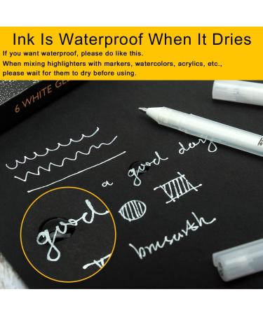 White Gel Pen Set - 0.8mm Extra Fine Point Ink Pens for Black Paper - Pack of 6 for Drawing, Sketching, Bullet Journaling - Buy Online on GoSupps.com