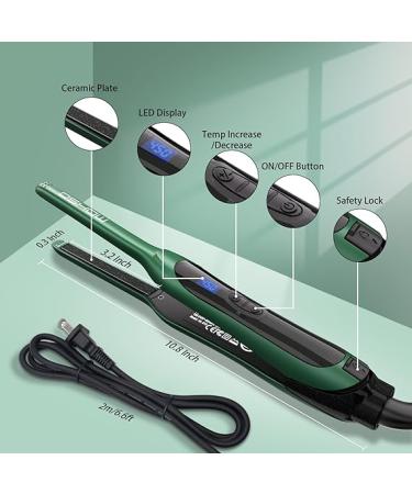 SHOW 3/10 inch Small Flat Iron for Short Hair - Ceramic Tourmaline Mini Hair Straightener - Dual Voltage - Adjustable Temperature - Auto Shut Off - Green - Buy Online on GoSupps.com