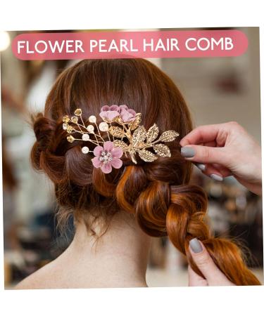 FRCOLOR 1 Set crown leaf pearl flower copper wire manual comb u shape hairpin girls hair accessories Hair up hair clip headgear hair comb flower Imitation pearls girl wedding - Buy Online on GoSupps.com