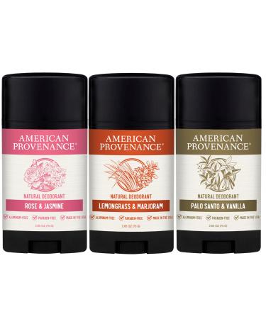 American Provenance Rose & Jasmine Lemongrass & Marjoram and Palo Santo & Vanilla Deodorant Bundle