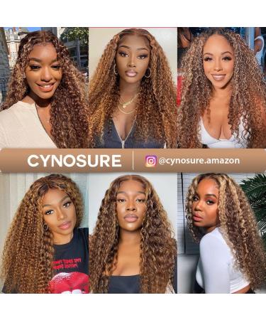 CYNOSURE 26 Curly Honey Blond Ombre Highlight Lace Front Human Hair Wig - Pre Plucked & Invisible - Women's 26 Inch - Buy Online on GoSupps.com