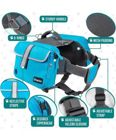PETAMI Hundred Socks for Medium Large Dogs | Dog Saddle Bag Vest for Travel (Blue Medium) - Buy Online on GoSupps.com