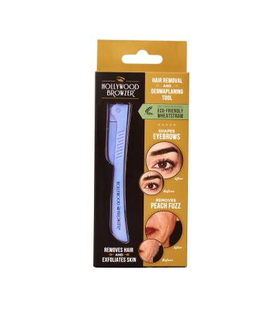Hollywood Browzer Eyebrow Razor - Facial Hair Remover Shaver Trimmer Shaper | Removing Unwanted Hair | Dermaplaning | Exfoliation | Protective Pouch Included (Amethyst) - Buy Online on GoSupps.com