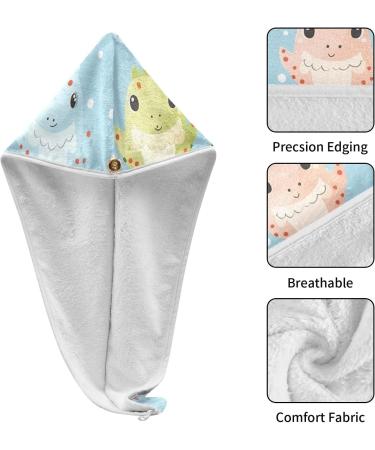 Small Dinosaur Baby Hair Towel 2 Pack | Super Absorbent Quick Dry Hair Turbans for Women & Girls - Buy Online on GoSupps.com
