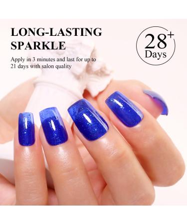 Imtiti Glitter Gel Nail Polish Deep Blue Iridescent Glitter Gel Polish Soak Off LED UV Diamond Shimmer Sparkle Nail Gel Polish Fall Winter Manicure Gel Nail Polish Kit 15ML - Buy Online on GoSupps.com