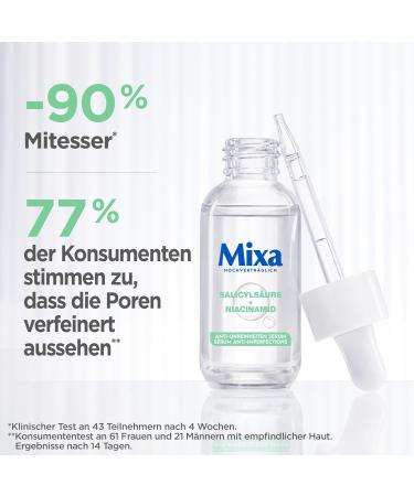  Mixa Mixa Anti-Impurity Serum for Sensitive and Acne Prone Skin with Salicylic Acid Squalane and Niacinamide Suitable for Face and Neck Hypoallergenic 30ml - Buy Online on GoSupps.com