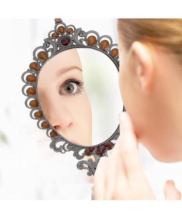 Heallily Vintage Peacock Mirror Comb Set - Metal Handheld Makeup Mirror and Comb Set for Girls - Foldable Retro Design (Silver) - Buy Online on GoSupps.com