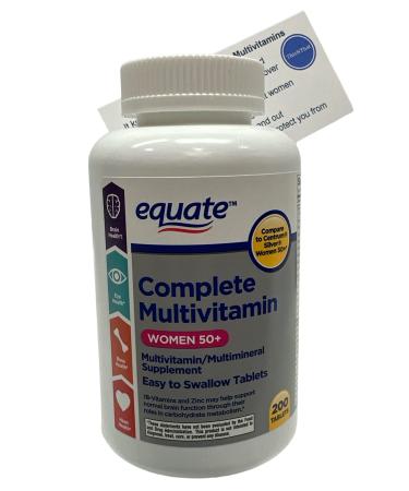 Equate Mature Women 50+ One Daily Complete Multivitamin Bundle: (1) 200 Tablet Bottle & ThisNThat Tip Card